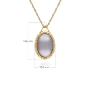 Classic Oval Black Moonstone Pendant Necklace in 9ct Yellow Gold