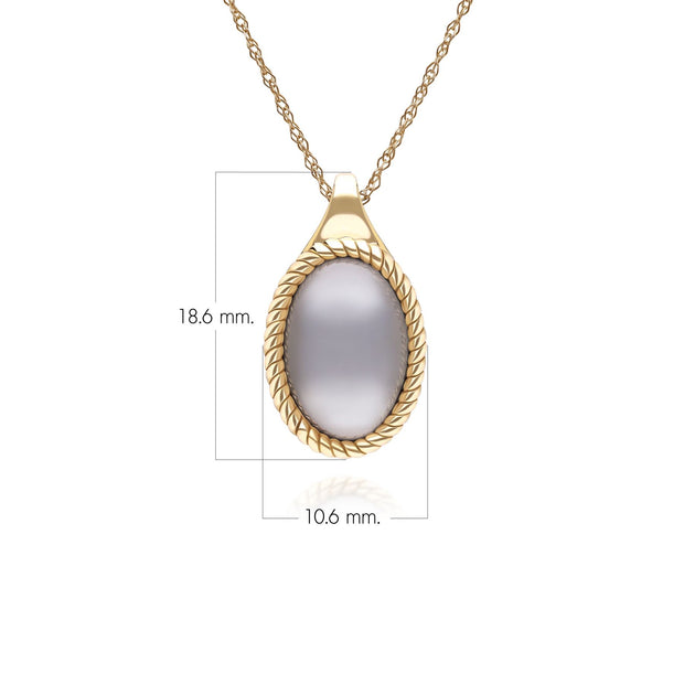 Classic Oval Black Moonstone Pendant Necklace in 9ct Yellow Gold