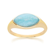 Classic Marquise Amazonite Ring in 9ct Yellow Gold