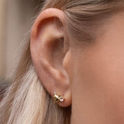 Gardenia White Topaz Fox Earrings In 9ct Yellow Gold