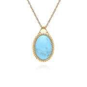 Classic Oval Turquoise Pendant Necklace in 9ct Yellow Gold