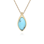 Classic Marquise Turquoise Pendant Necklace in 9ct Yellow Gold