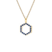 Geometric Hex Sapphire Pendant Necklace in 9ct Yellow Gold