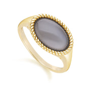 Classic Oval Black Moonstone Ring in 9ct Yellow Gold