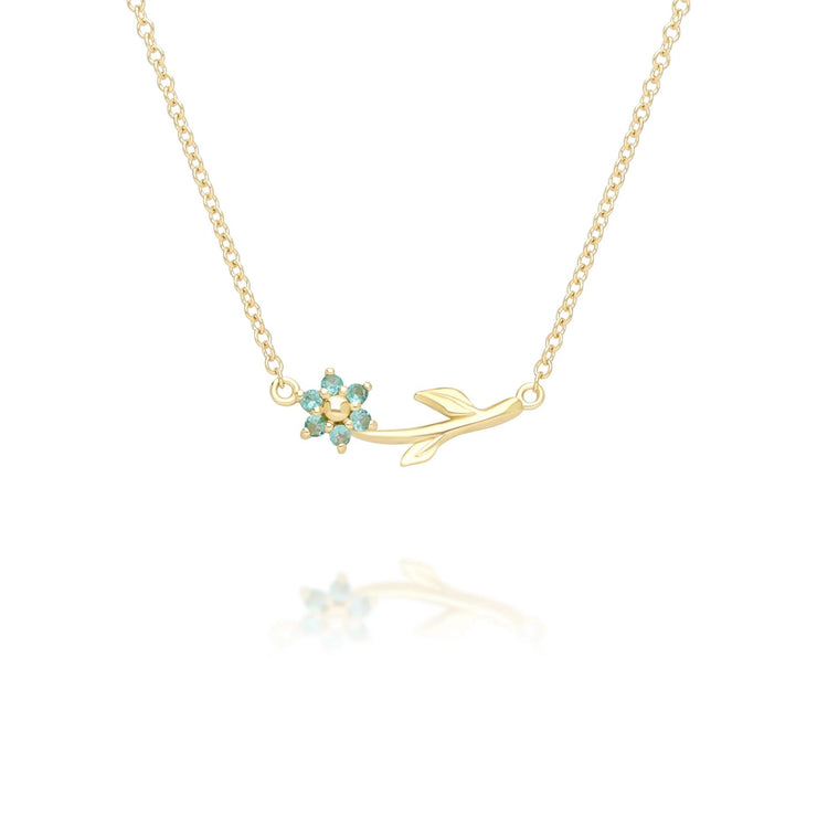 Floral Vine Emerald Necklace in 9ct Yellow Gold