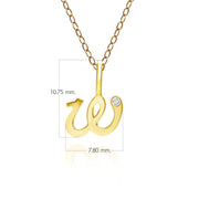 Alphabet Letter W Diamond pendant in 9ct Yellow Gold