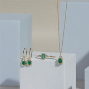 Classic Emerald Baguette & Diamond Ring In 9ct Yellow Gold
