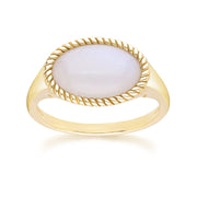 Classic Oval Rainbow Moonstone Ring in 9ct Yellow Gold