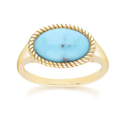 Classic Oval Turquoise Ring in 9ct Yellow Gold