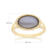 Classic Oval Black Moonstone Ring in 9ct Yellow Gold