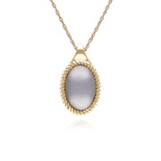 Classic Oval Black Moonstone Pendant Necklace in 9ct Yellow Gold
