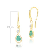 Classic Pear Emerald & Diamond Drop Earrings In 9ct Yellow Gold