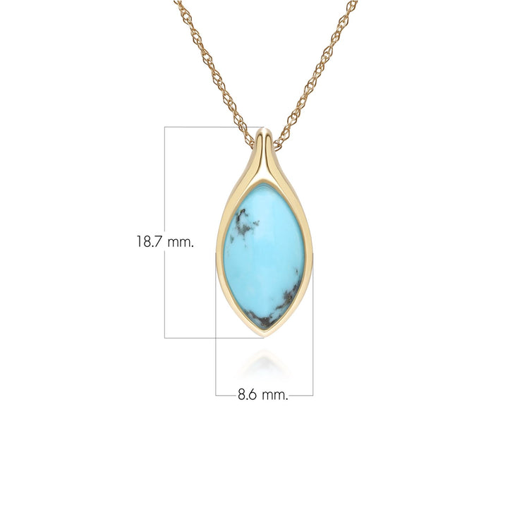 Classic Marquise Turquoise Pendant Necklace in 9ct Yellow Gold