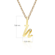 Alphabet Letter H Diamond pendant in 9ct Yellow Gold