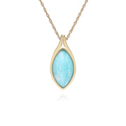 Classic Marquise Amazonite Pendant Necklace in 9ct Yellow Gold