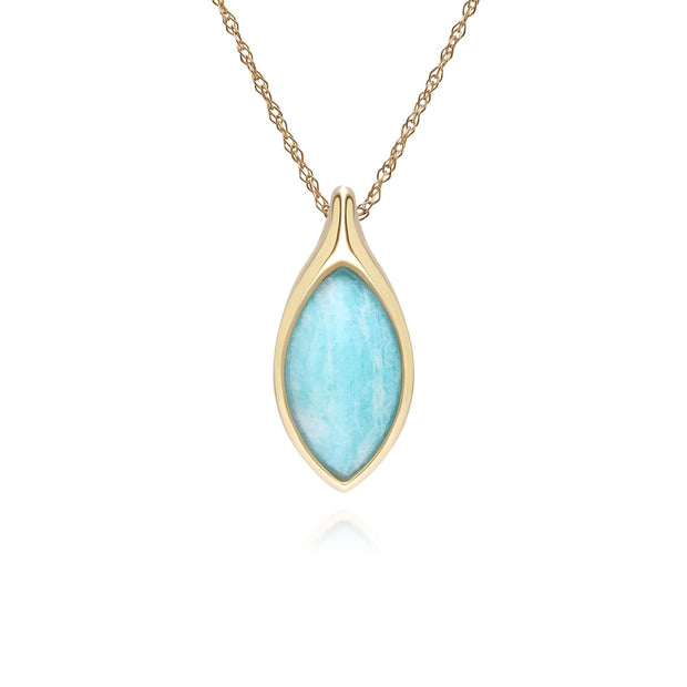 Classic Marquise Amazonite Pendant Necklace in 9ct Yellow Gold