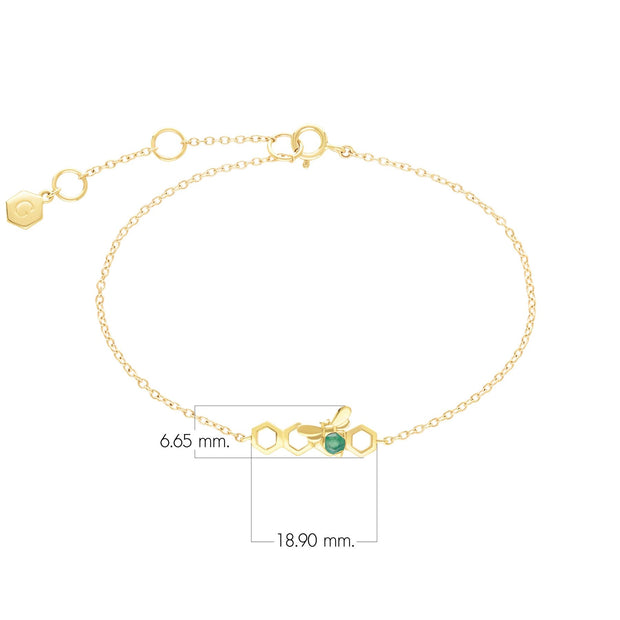 Honeycomb Inspired Emerald Link Bracelet in 9ct Yellow Gold