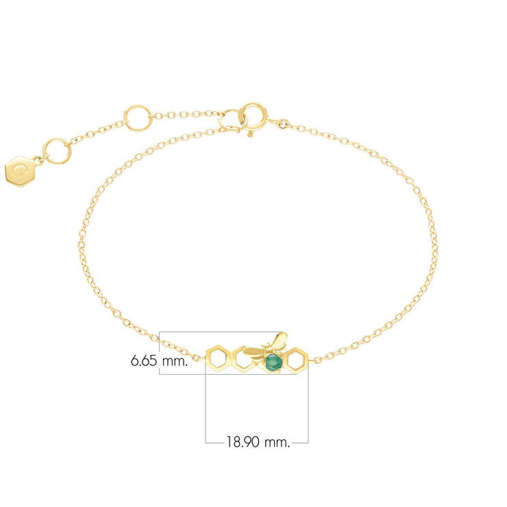 Honeycomb Inspired Emerald Link Bracelet in 9ct Yellow Gold