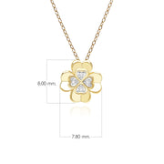 Gardenia Diamond Clover Pendant Necklace in 9ct Yellow Gold
