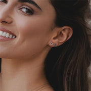 Geometric Hex Sapphire Stud Earrings in 9ct Yellow Gold