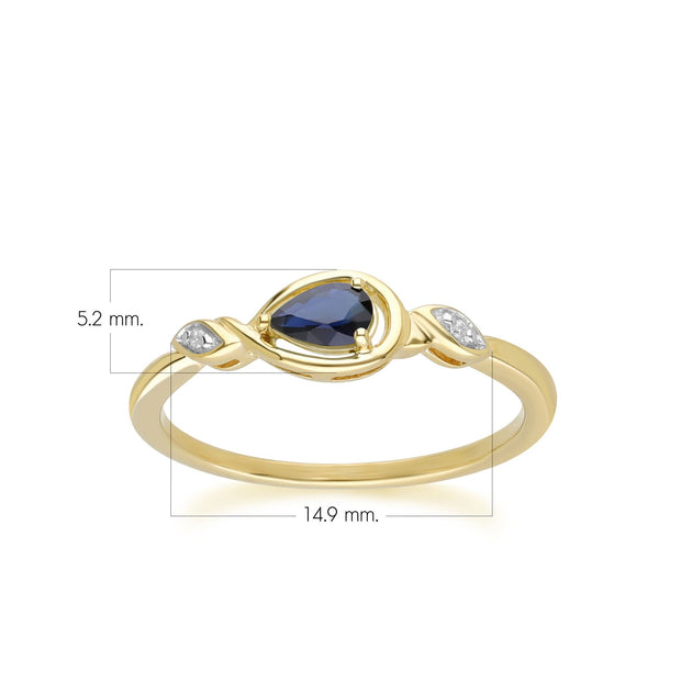Classic Pear Sapphire & Diamond Ring In 9ct Yellow Gold