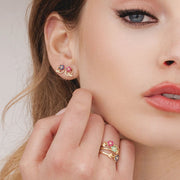 Floral Vine Sapphire Stud Earrings in 9ct Yellow Gold