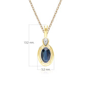 Classic Oval Sapphire & Round Diamond Pendant Necklace In 9ct Yellow Gold