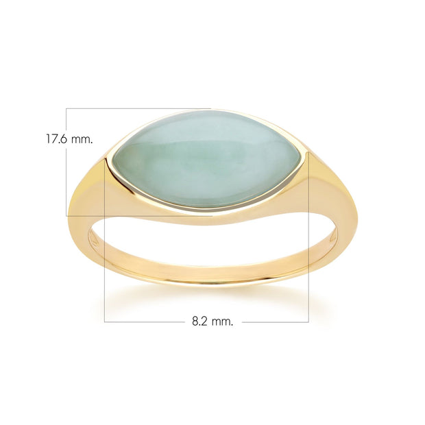 Classic Marquise Green Jadeite Ring in 9ct Yellow Gold