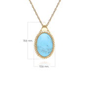 Classic Oval Turquoise Pendant Necklace in 9ct Yellow Gold