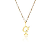 Alphabet Letter Q Diamond pendant in 9ct Yellow Gold