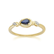 Classic Pear Sapphire & Diamond Ring In 9ct Yellow Gold