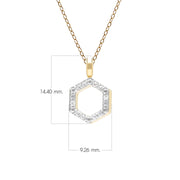 Geometric Hex Diamond Pendant Necklace in 9ct Yellow Gold