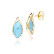 Classic Marquise Turquoise Stud Earrings in 9ct Yellow Gold