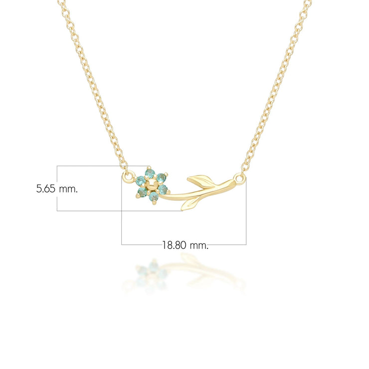 Floral Vine Emerald Necklace in 9ct Yellow Gold