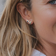 Honeycomb Inspired Emerald and Diamond Bee Stud Earrings in 9ct Yellow Gold