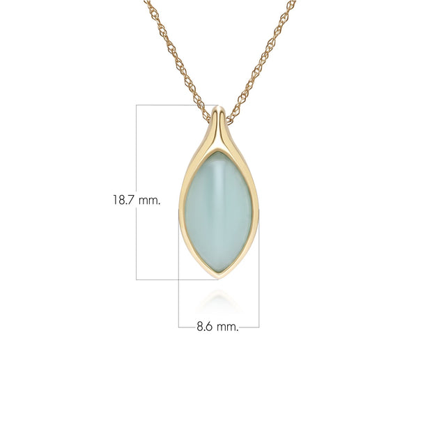Classic Marquise Green Jadeite Pendant Necklace in 9ct Yellow Gold