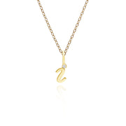 Alphabet Letter I Diamond pendant in 9ct Yellow Gold
