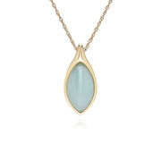 Classic Marquise Green Jadeite Pendant Necklace in 9ct Yellow Gold