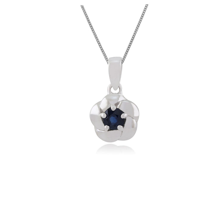 Gemondo Plaited Texture 9ct White Gold 0.20ct Sapphire Pendant on 45cm Chain Image