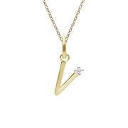 Initial Diamond Letter Necklace In 9ct Yellow Gold