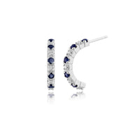 Classic Sapphire & Diamond Half Hoop Style Earrings Image 1