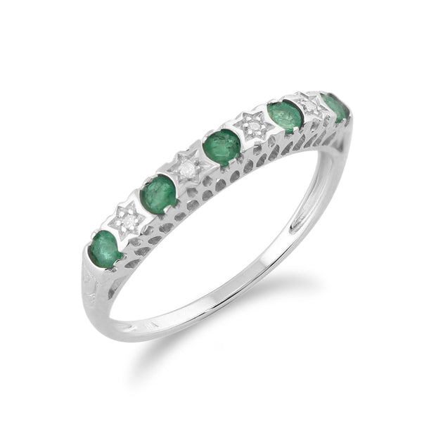 Emerald & Diamond Half Eternity Ring Image 2