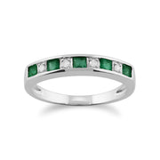 Emerald & Diamond Half Eternity Ring Image 1