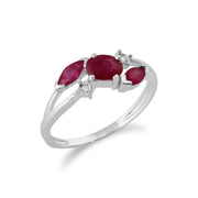 Ruby & Diamond Crossover Ring Image 2