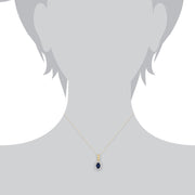 Classic Sapphire & Diamond Cluster Pendant on Chain Image 3