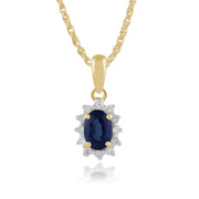 Classic Sapphire & Diamond Cluster Pendant on Chain Image 1