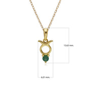 Emerald Taurus Zodiac Charm Necklace in 9ct Yellow Gold