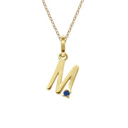 Initial Blue Sapphire Letter Necklace In 9ct Yellow Gold