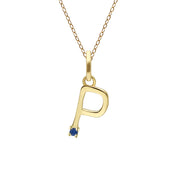 Initial Blue Sapphire Letter Necklace In 9ct Yellow Gold