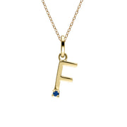 Initial Blue Sapphire Letter Necklace In 9ct Yellow Gold